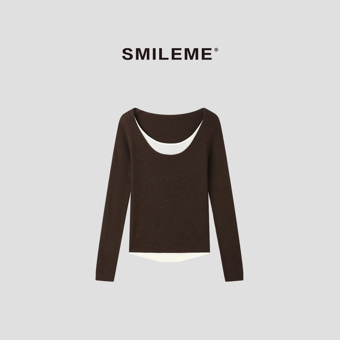 3-SMILEME【松间微风】秋冬季设计感小众别致绝美显瘦上衣R5376032