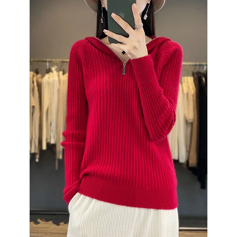 【新年快乐】秋冬新款减龄连帽羊毛衫宽松显瘦针织遮肉