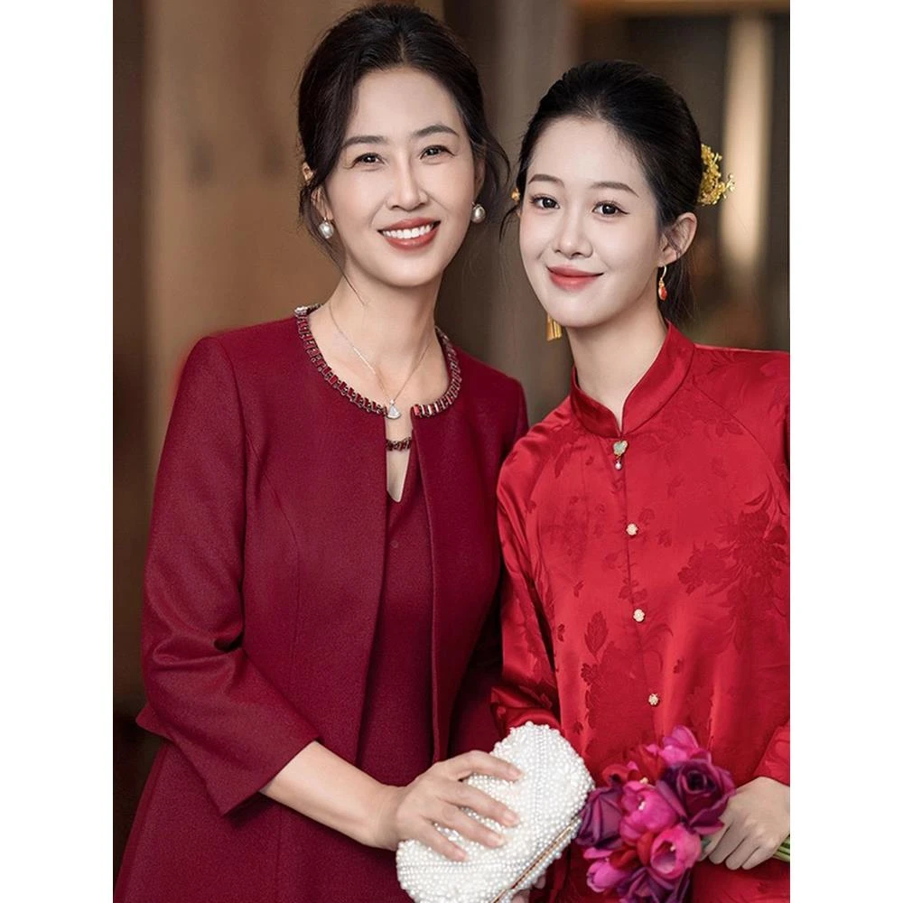 喜婆婆婚宴礼服2025新款妈妈装气质优雅小香风套装连衣裙平时可穿