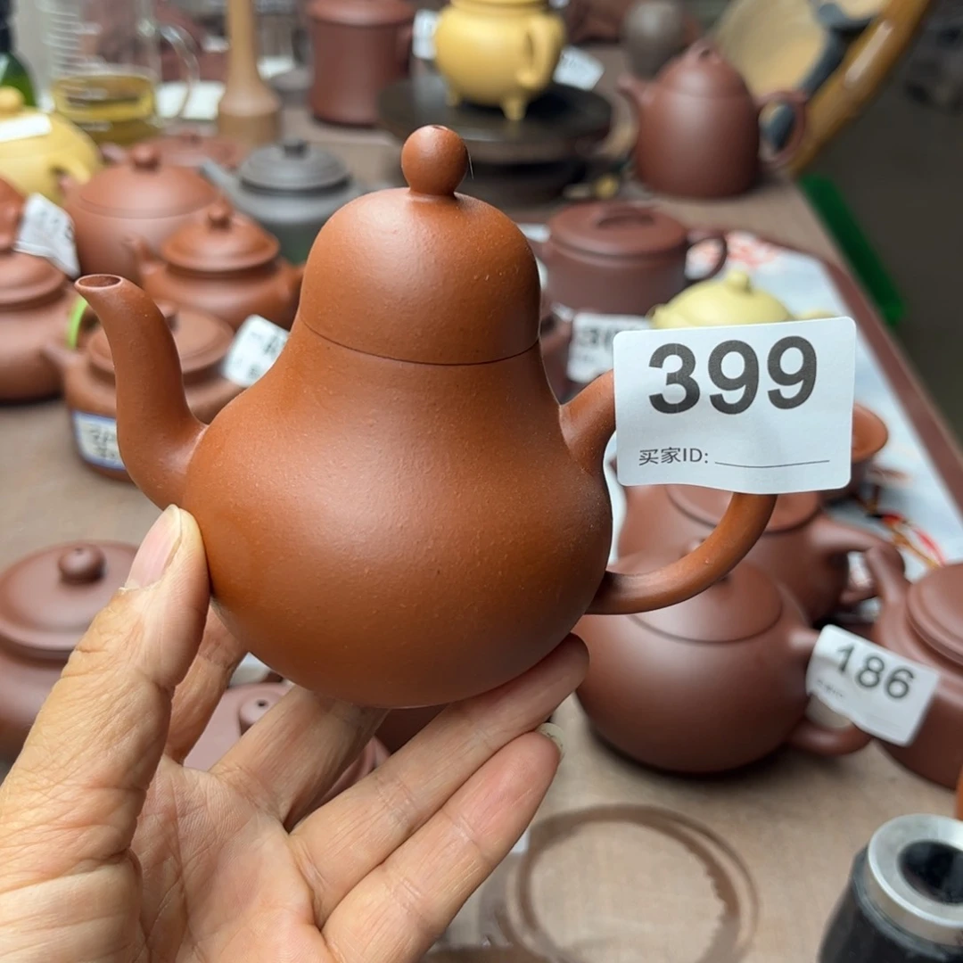 紫砂茶壶小红泥半手170cc瑕疵