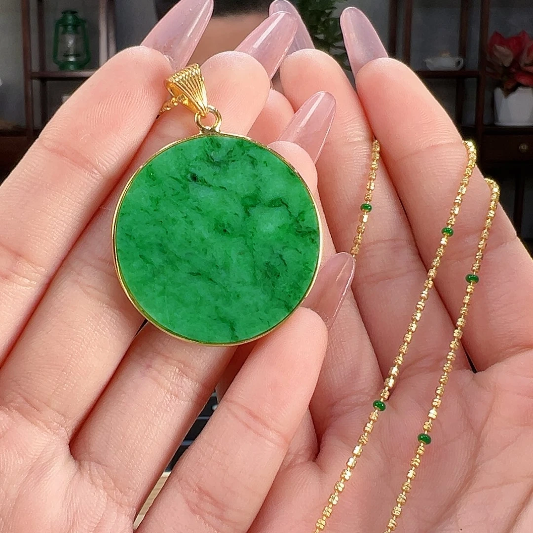 翡翠吊坠(赠链)银S925镶嵌吊坠