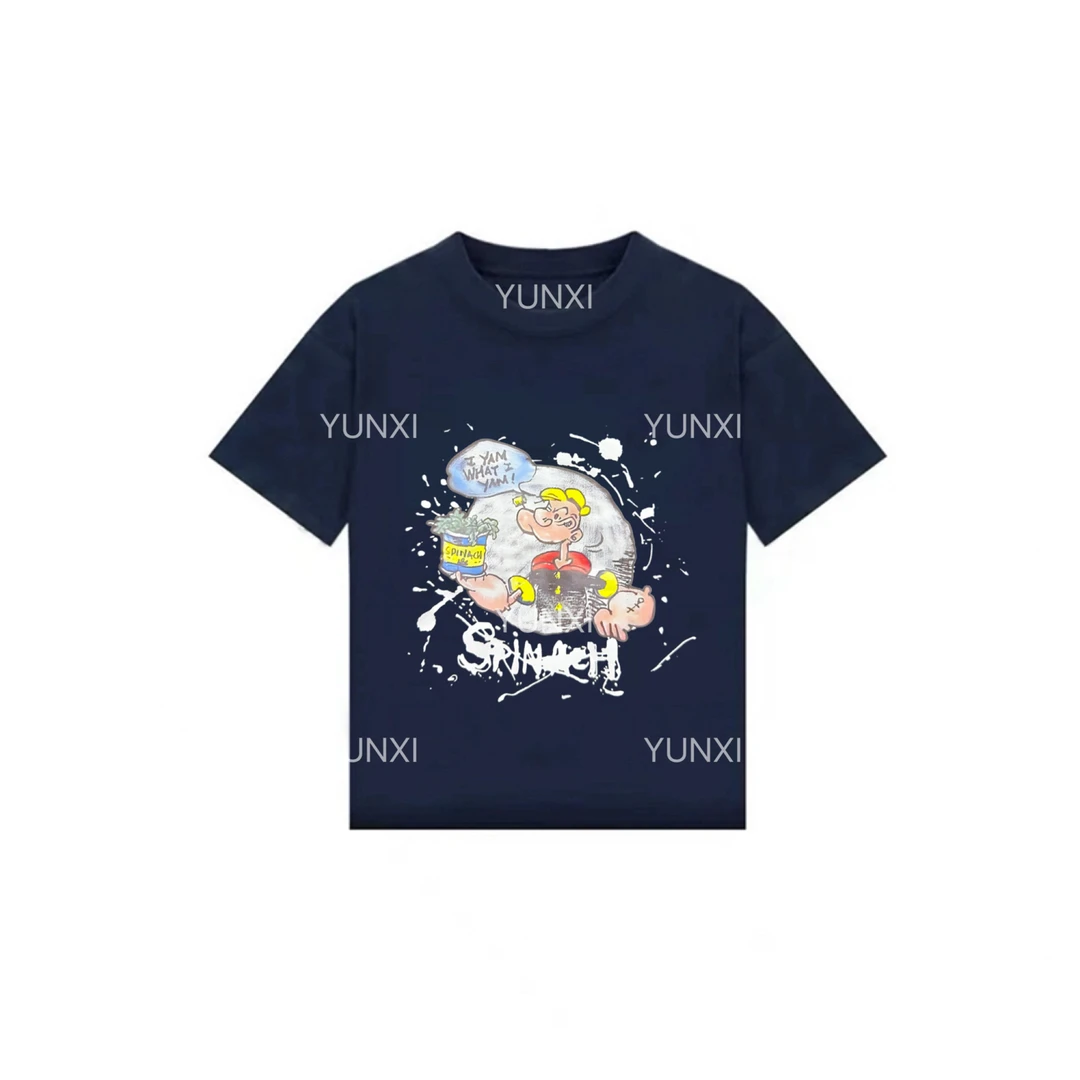 【大力水手】韩版2025夏季新款百搭趣味动漫印花宽松圆领短袖t恤女