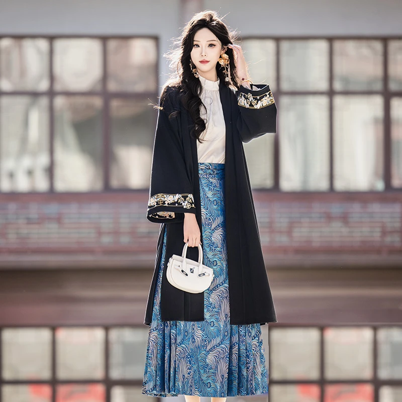 欧若风汉服马面裙【凤尾香罗】新中式国风春日马面裙高腰显瘦马面裙