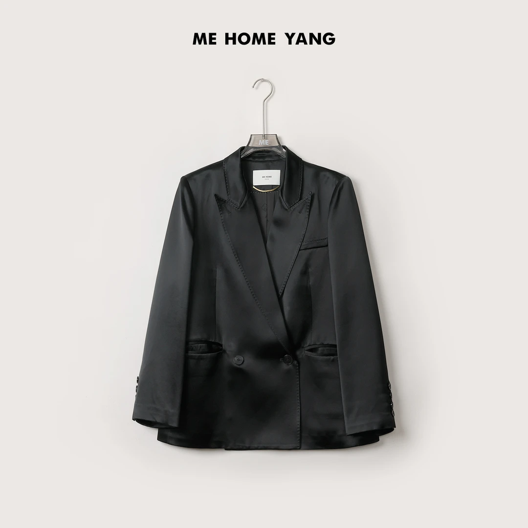 ME【鎏光洋裁西装】醋纤混纺缎面丝柔光感时尚百搭显瘦西装MEQA0952