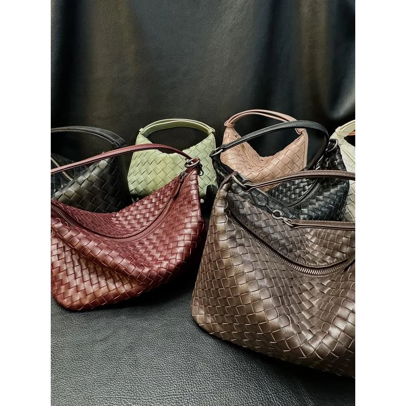 小蝶编织遛狗包纯手工里外意大利布兰豆羊皮饭盒包相机包腋下2店