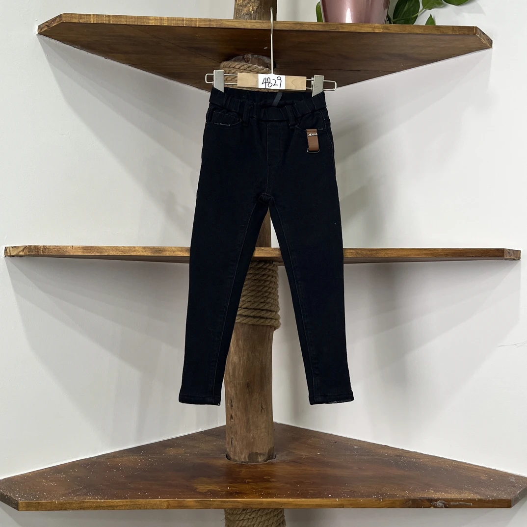 暖家 4829款C27童装黑色加厚绒牛仔裤子