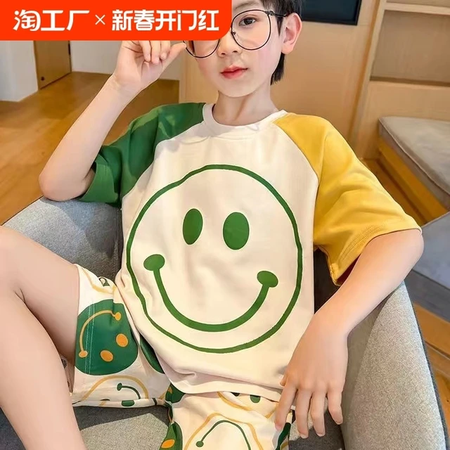 儿童睡衣男童夏季短袖薄款中大童小孩卡通夏天学生空调家居服套装