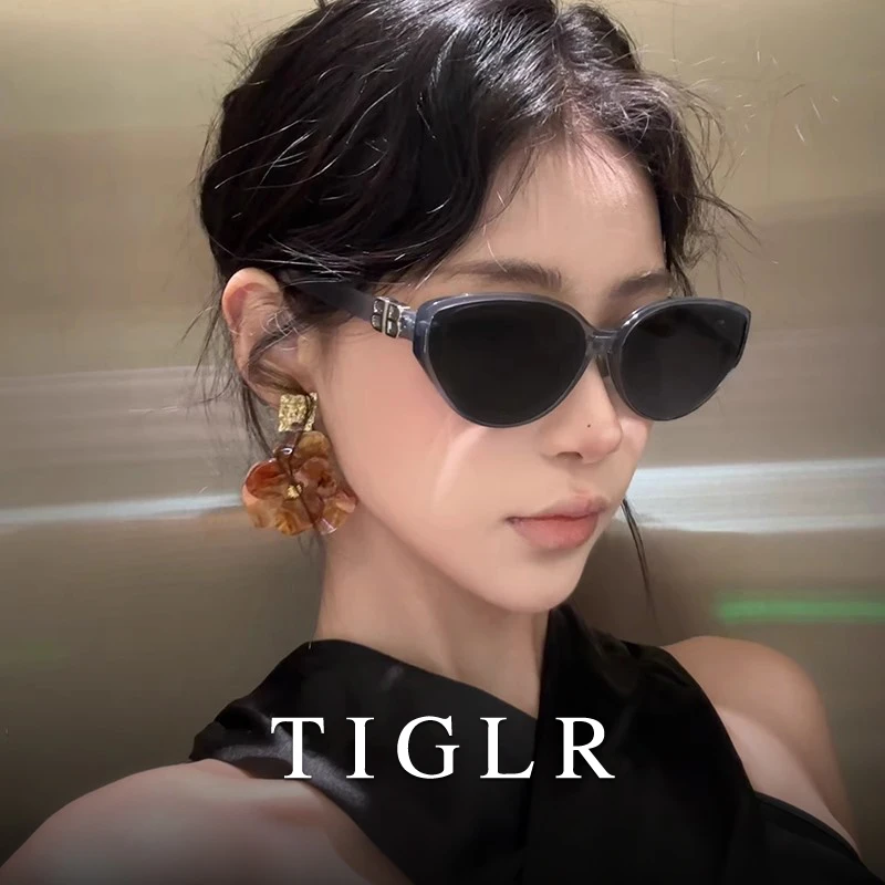 帝格勒复古猫眼墨镜女款2025新款高级感窄框防晒防紫外线太阳眼镜