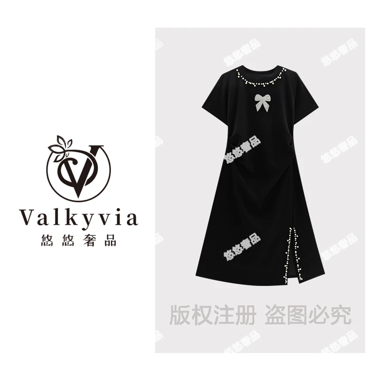 【Valkyvia/悠悠奢品】重工钉珠烫钻蝴蝶休闲百搭连衣裙Q6932