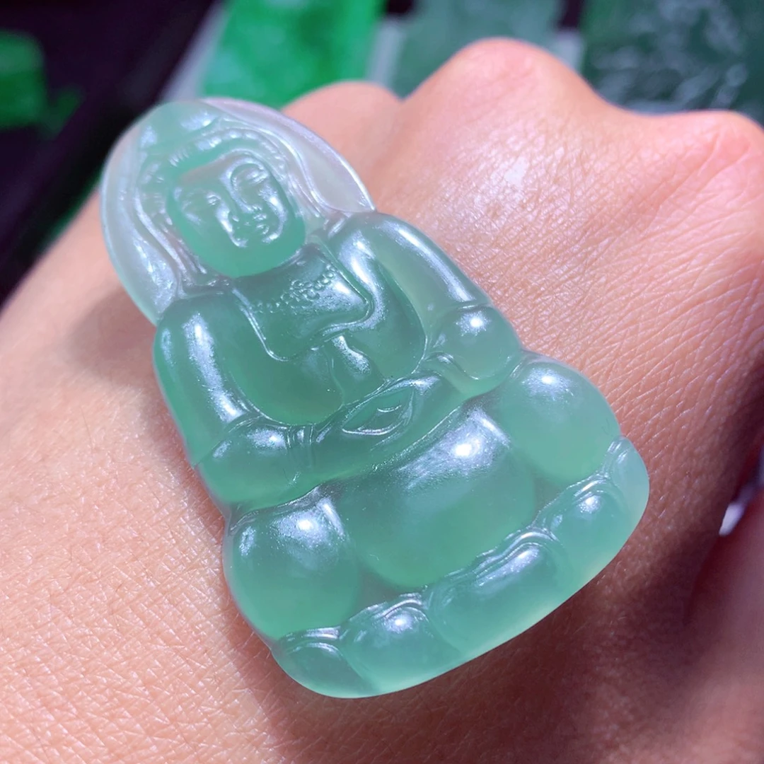 定制翡翠未镶嵌天然翡翠A货毛货挂件