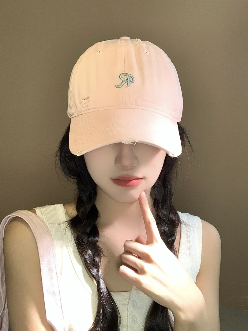 小清新简约字母刺绣棒球帽夏日时尚百搭黄色帽子显脸小鸭舌帽女