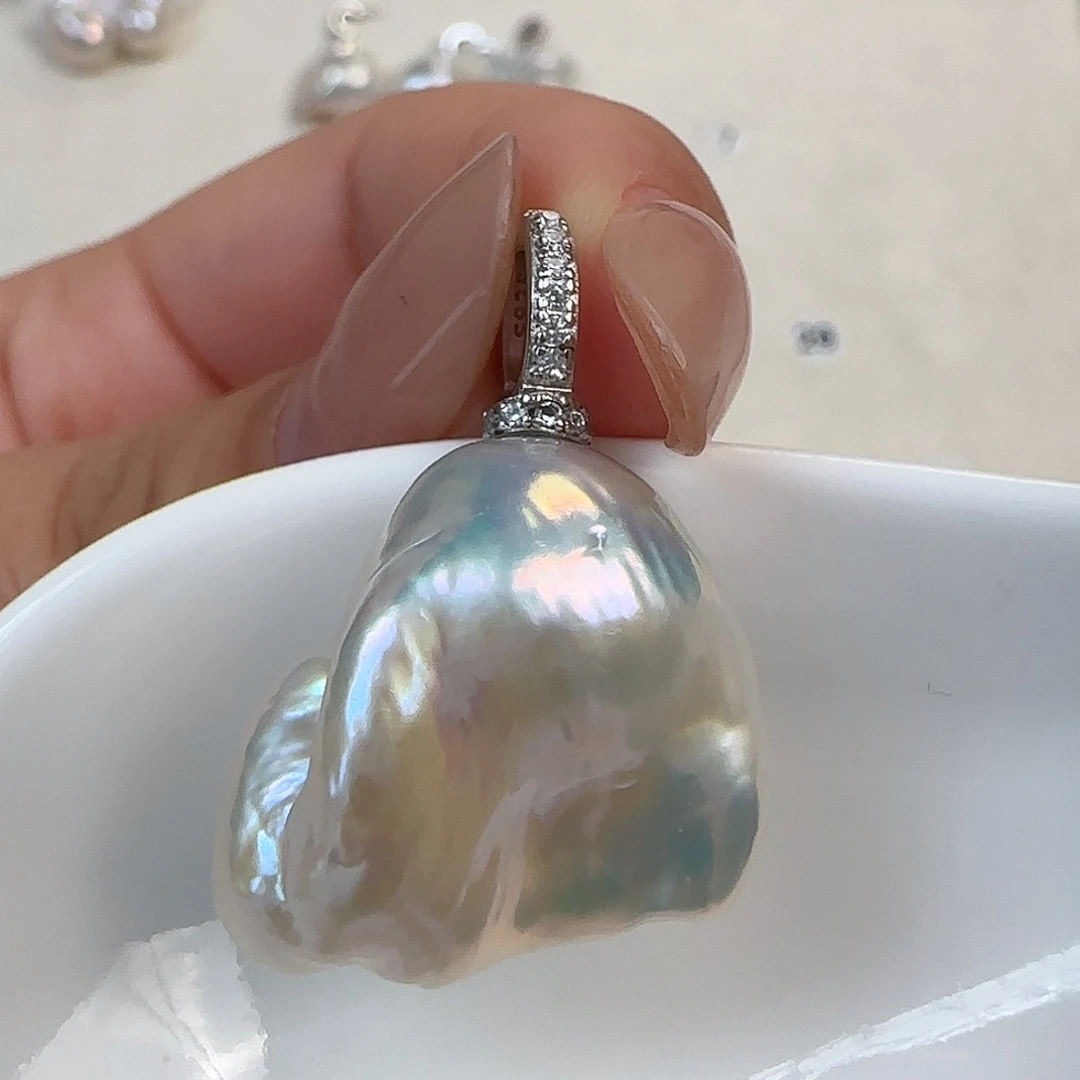 银S925镶嵌淡水珍珠耳饰