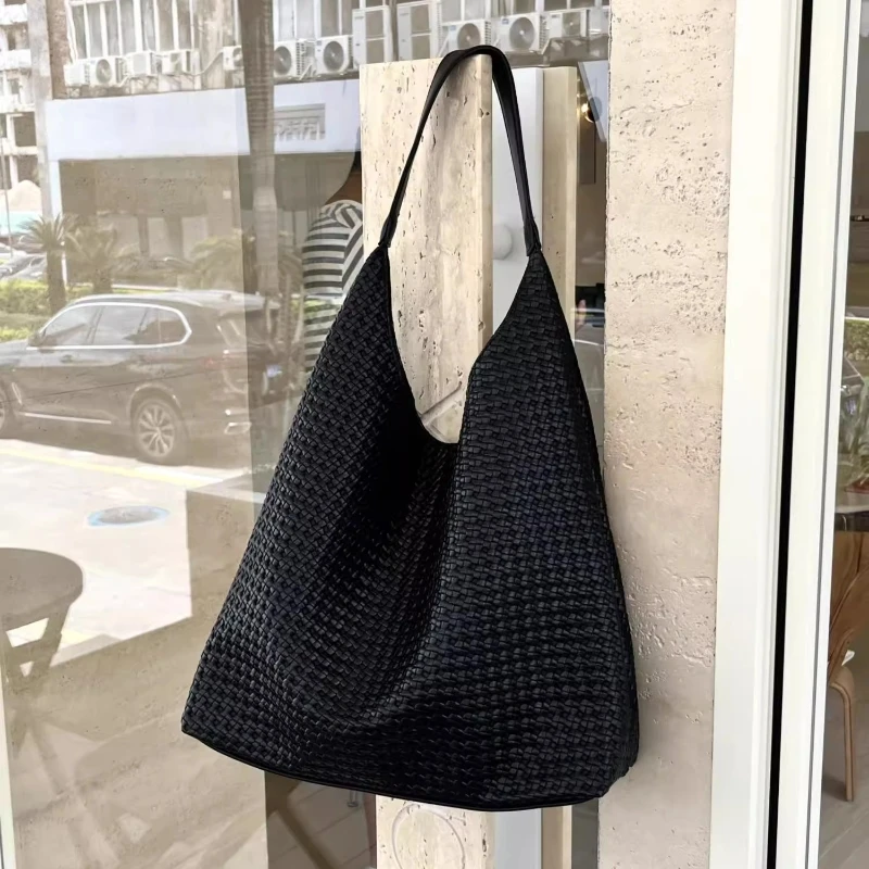 2025新小众设计慵懒通勤大容量托特包百搭高级质感黑色气质单肩包