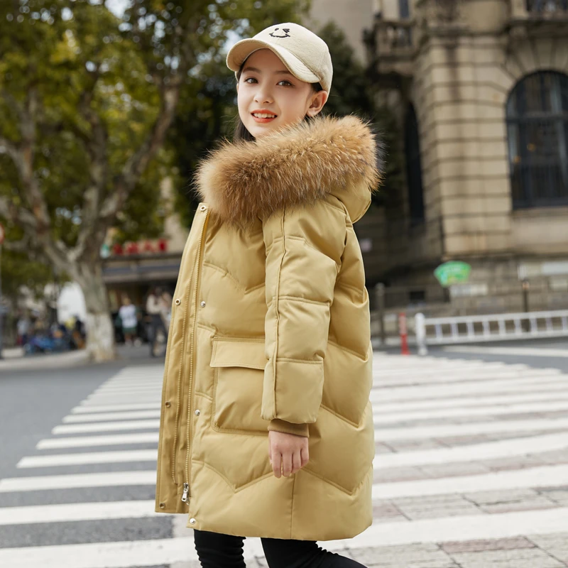 儿童羽绒服女童中长款童装2025年新款韩版洋气女孩白鸭绒加厚保暖