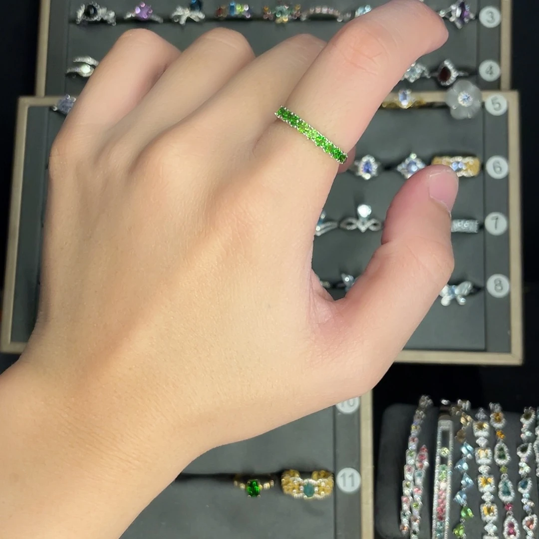 戒指透辉石银S925镶嵌