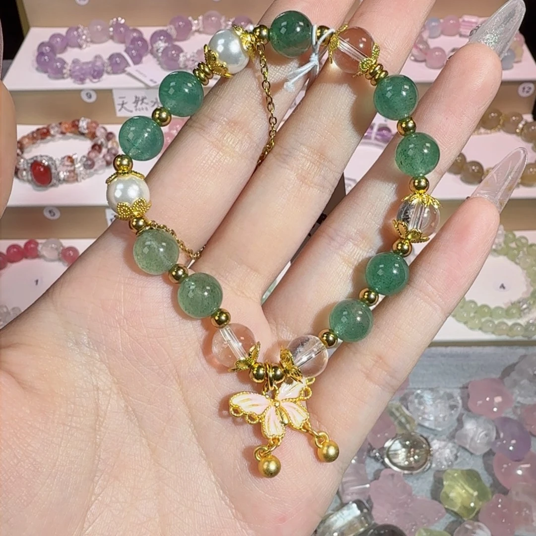 水晶手串未镶嵌绿草莓晶