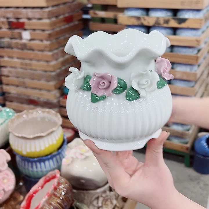 有孔，凑单福利满10元发货陶瓷多肉花盆！