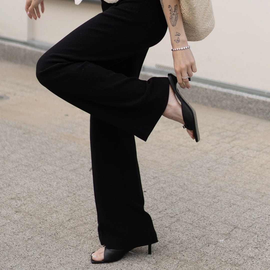 MUSE PAI 2025 SS Cube Series 女士中跟方头凉拖鞋