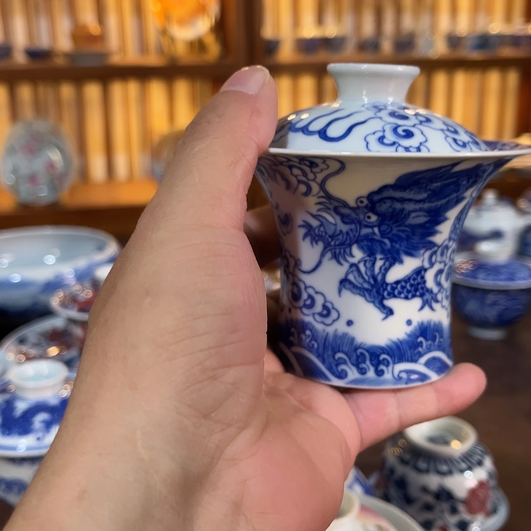 錡镇堂手工手绘盖碗
