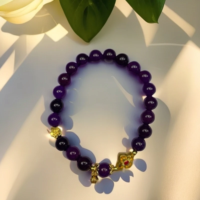 玉化紫卡8mDIY手链642