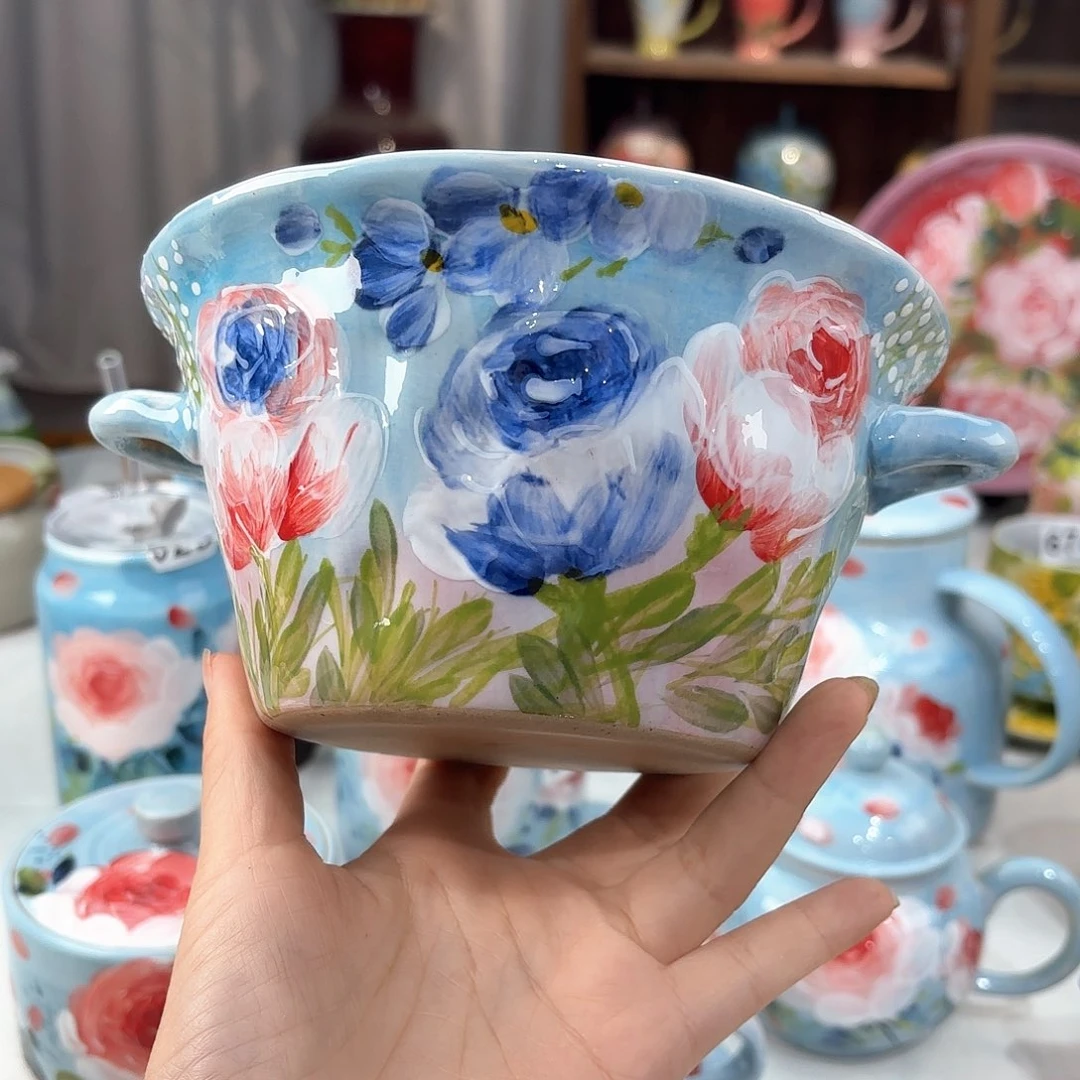 景德镇手绘高温釉下彩陶瓷茶具