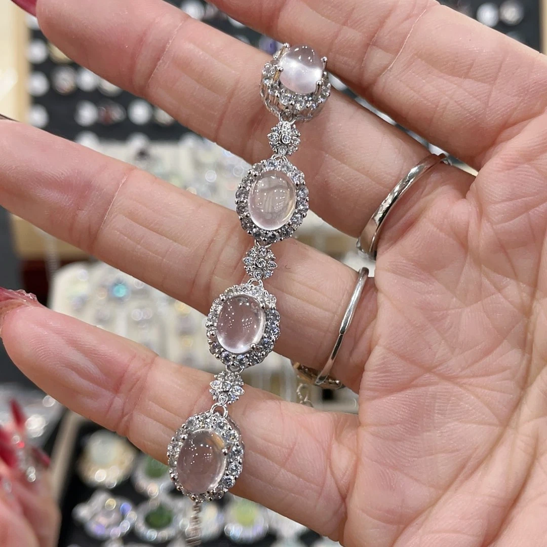 芙蓉石手链银S925镶嵌女*