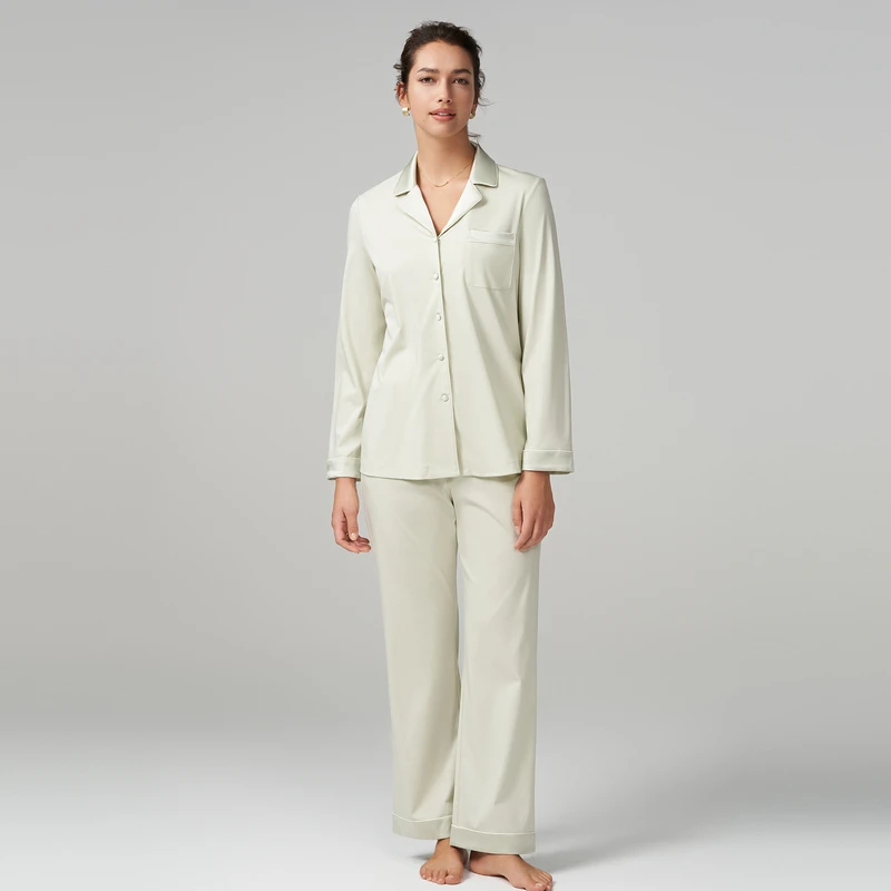 爱慕花影如织长袖睡衣女春秋开衫居家风可外穿家居服套装AM468802