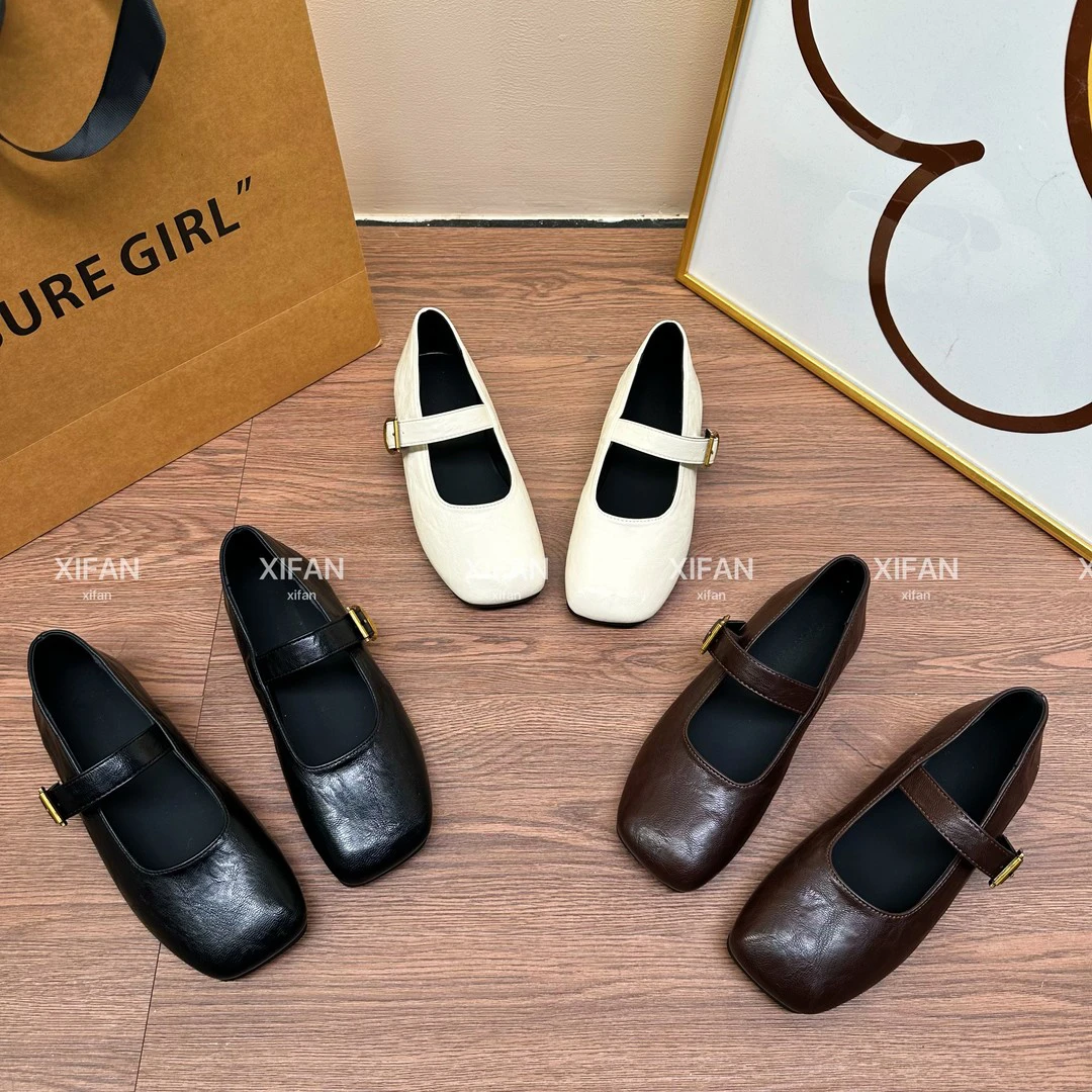 【喜番】新款法式玛丽珍女2025春季新款方头复古单鞋平底百搭小皮鞋