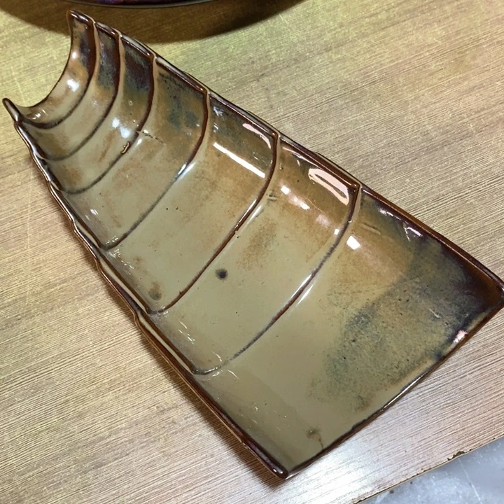 瓷片五厂窑变异形盘子微瑕疵