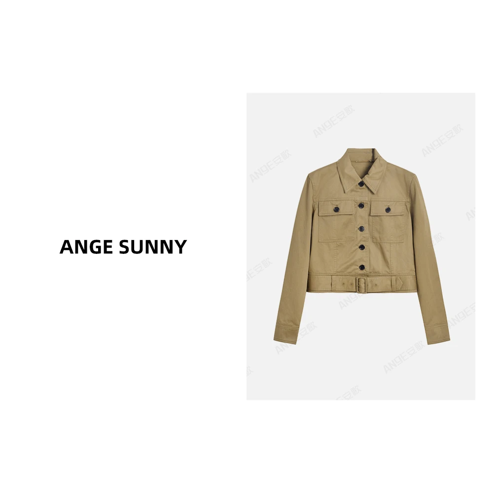 ANGE SUNNY【娜扎同款 狩猎装腰带夹克】单排扣短款百搭外套