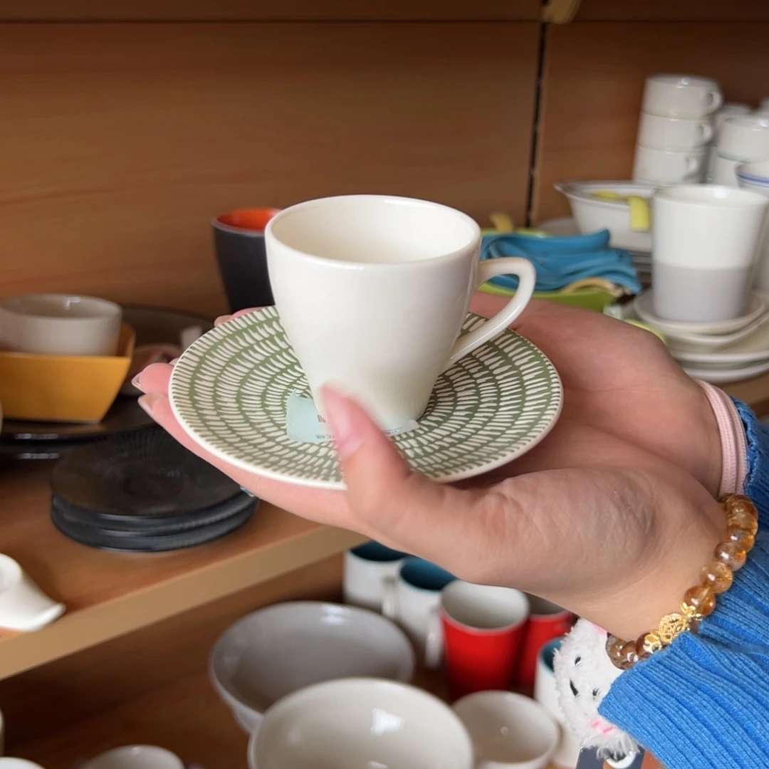 新骨瓷108瑕疵慎拍 雨花绿 意式咖啡杯碟