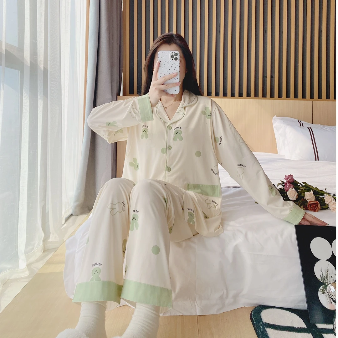 【带胸垫】月子服春秋季纯棉产后产妇哺乳家居服孕期长袖睡衣大码