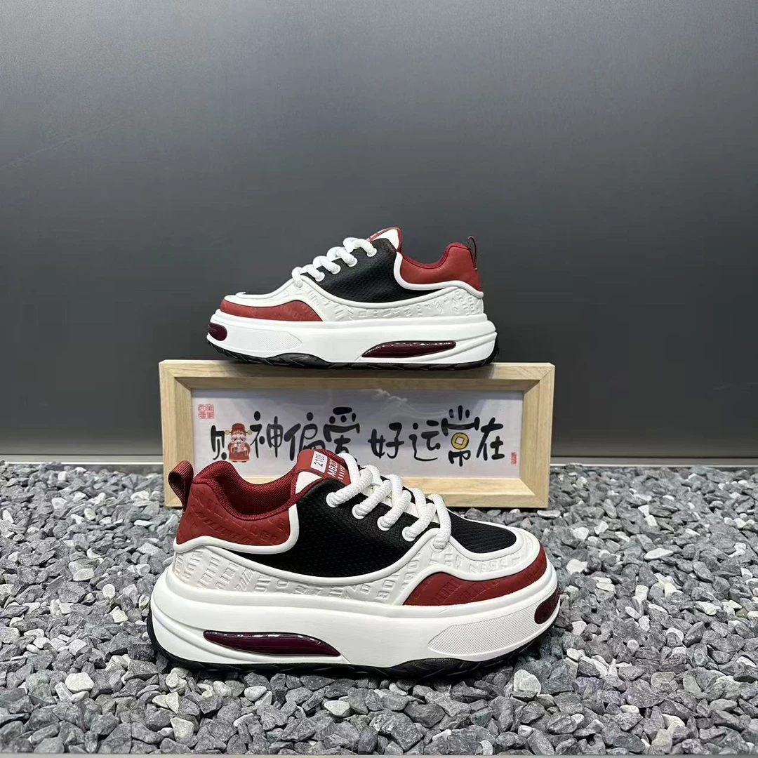 男士新款时尚百搭拼色厚底增高休闲鞋软底舒适潮男轻便运动休闲鞋