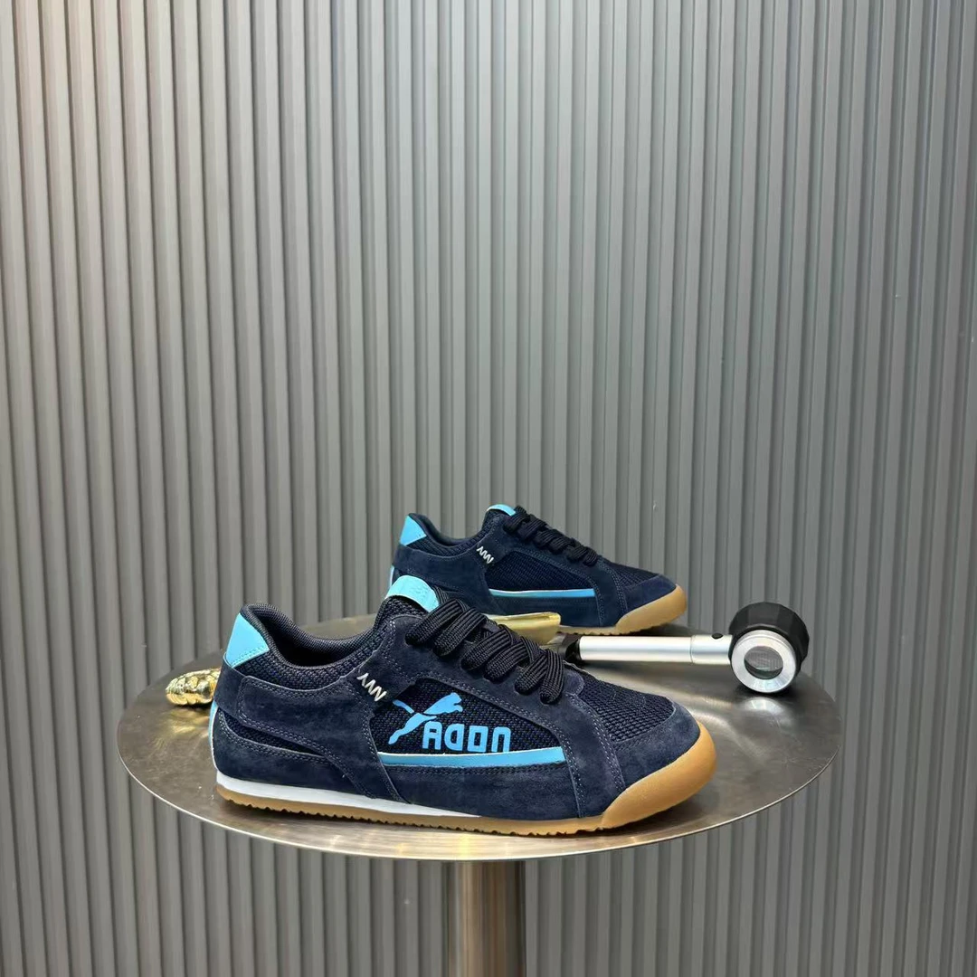 男士秋季透气皮布拼接轻便时尚休闲鞋