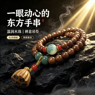 【明石风专属】老桃木双圈莲蓬手串百搭文玩手链送礼佳品男女通用