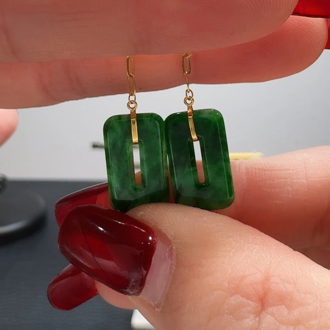 翡翠耳饰18K金镶嵌耳饰