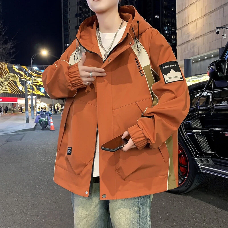 2025春季新款学生宽松休闲连帽夹克青少年大童潮流帅气男生外套潮