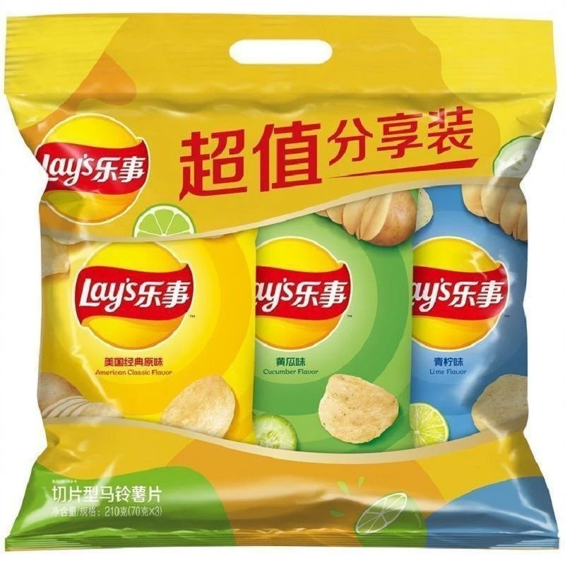 「乐事薯片」超值分享装210g(原味黄瓜青柠70g*3袋组合)关注领6元券