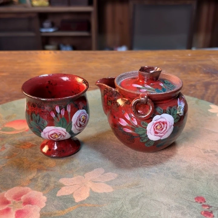 柴烧纯手工手绘陶瓷