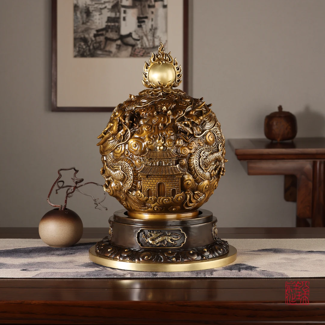 八瑞祥黄铜中式摆件【时来运转】客厅玄关办公室装饰品乔迁开业摆件