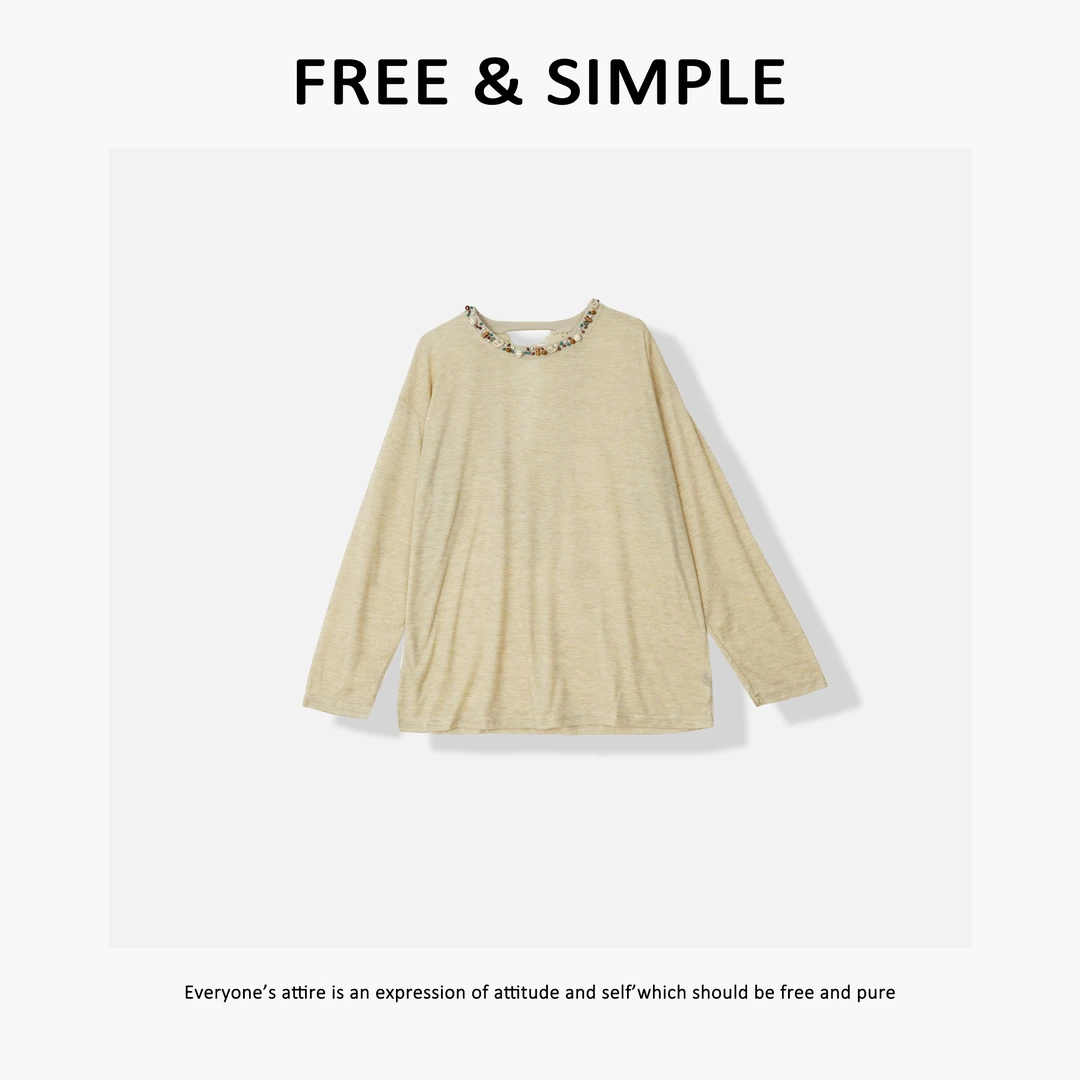 Free&Simple-'贝母T'极简小众设计感后背镂空圆领长袖T恤-32367