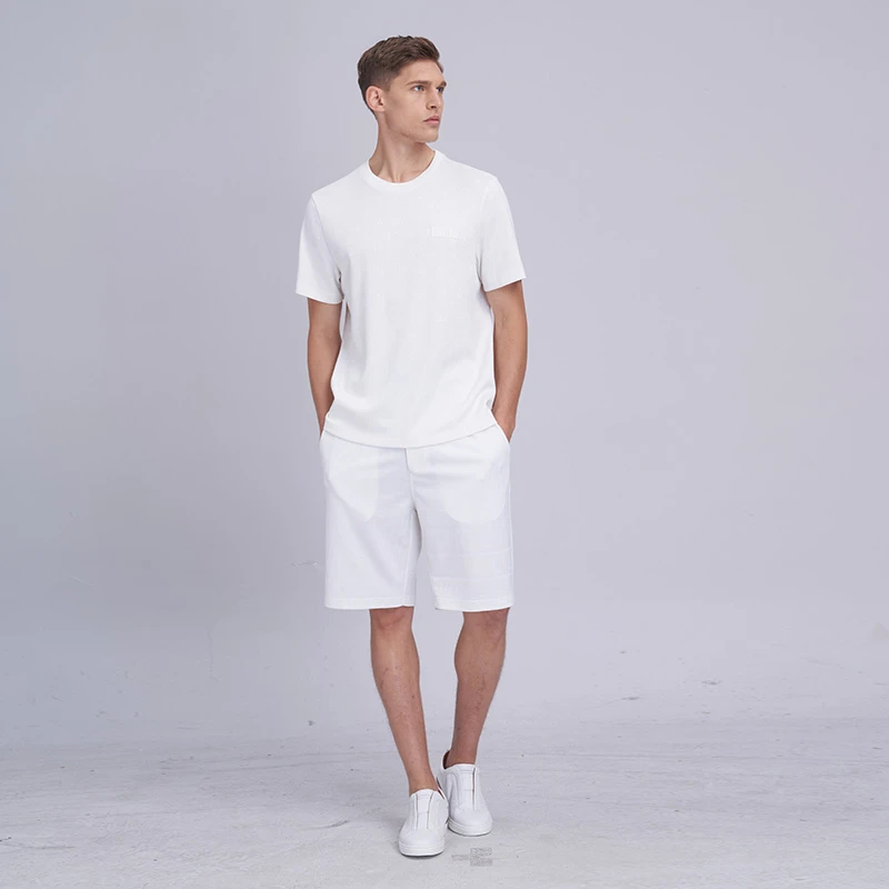 路卡迪龙【含山羊绒】夏恒温透气抗菌防异味休闲短袖套装111232104A