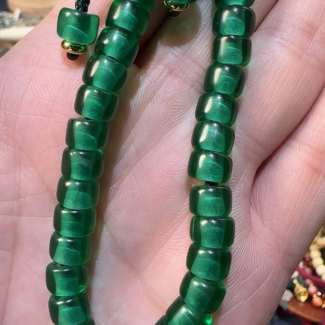 DIY琉璃剁珠老琉璃 宝石绿 7m