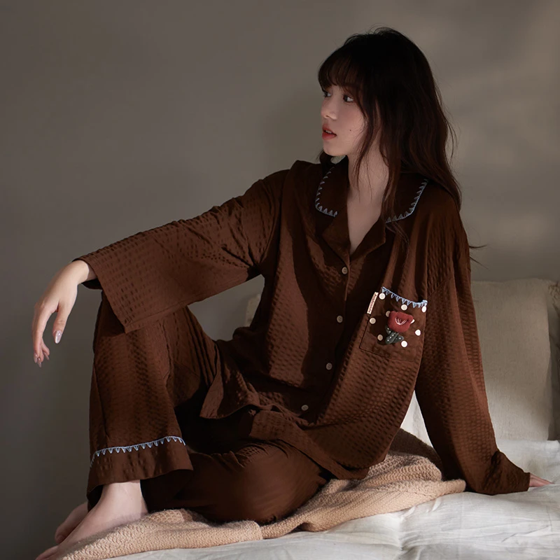 马克公主美拉德睡衣女春秋新款纯棉长袖甜美休闲秋冬可外穿家居服