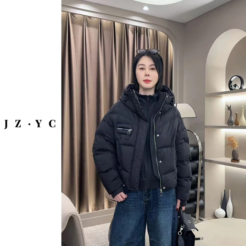 【洁子推荐】2024冬季241358新款连帽拉链白鸭绒面包羽绒服JZYC
