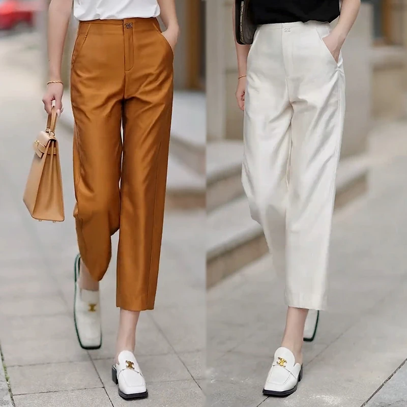 薄款九分香蕉裤女2025夏季新款休闲哈伦裤高腰显瘦西装镰刀裤