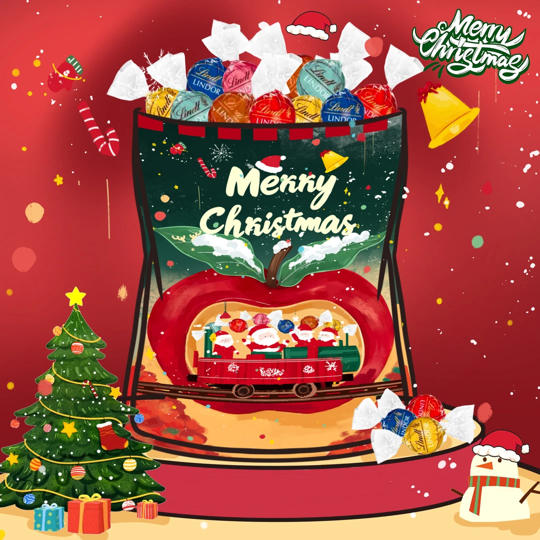 【圣诞限定】Lindt瑞士进口瑞士莲软心巧克力混合5口味700克