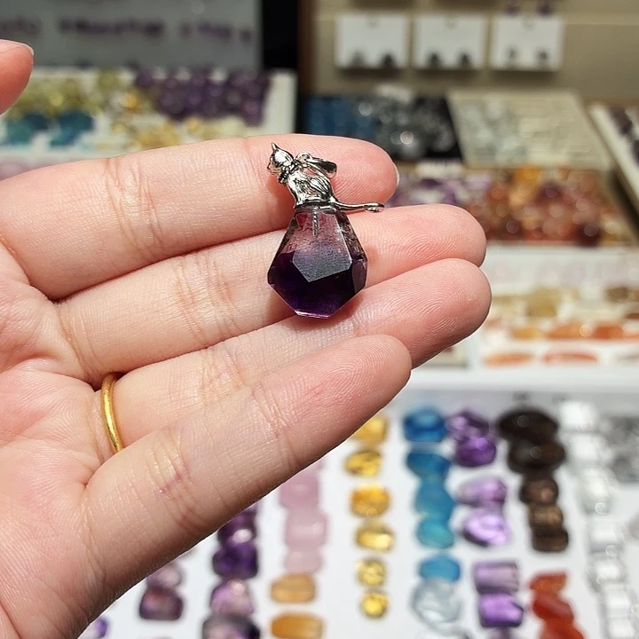 未镶嵌水晶吊坠(不含链)紫超七 成品 吊坠 随形