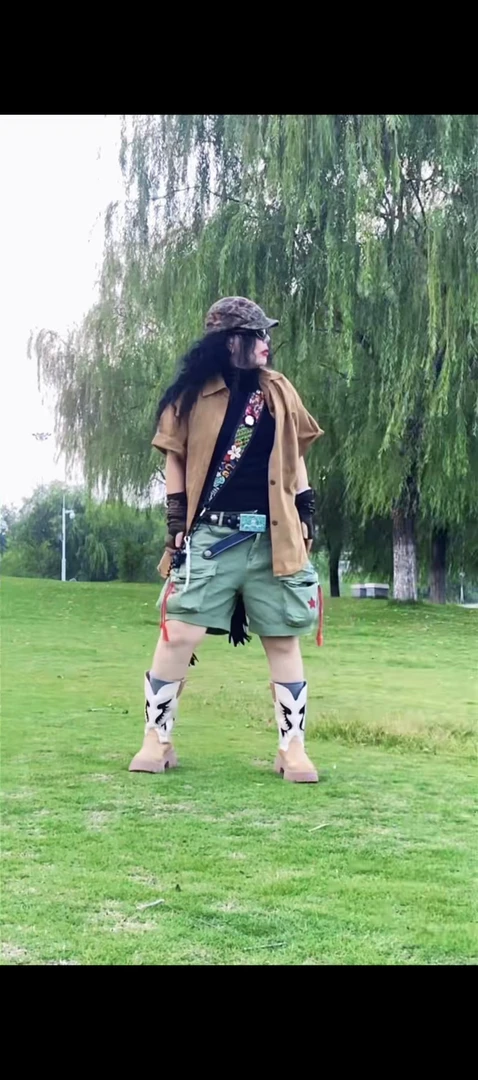 新款定制设计师款果绿色工装五分短裤