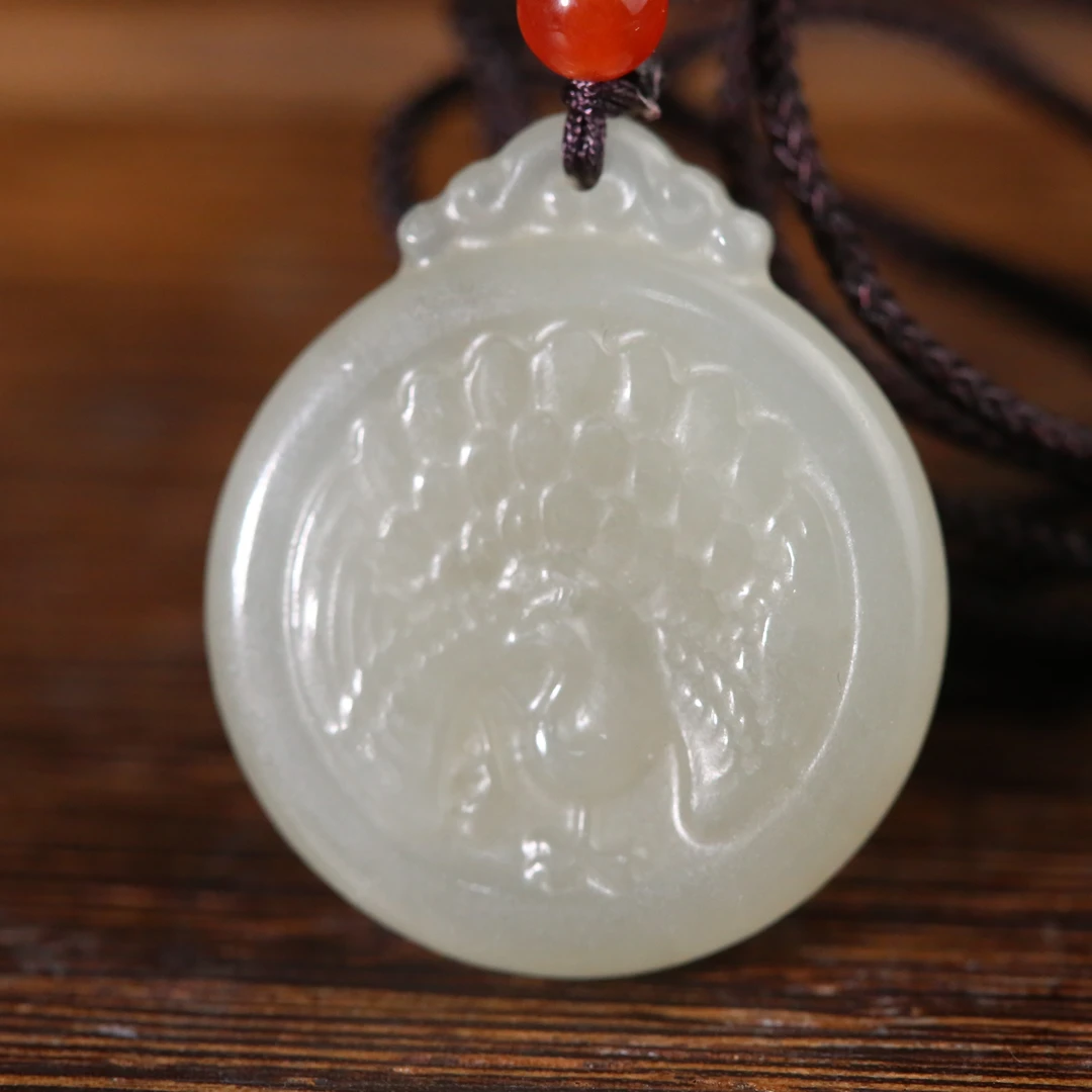 二十世纪和田玉凤鸟纹玉佩AKX2505301014（多样性发货）{华豫之门}